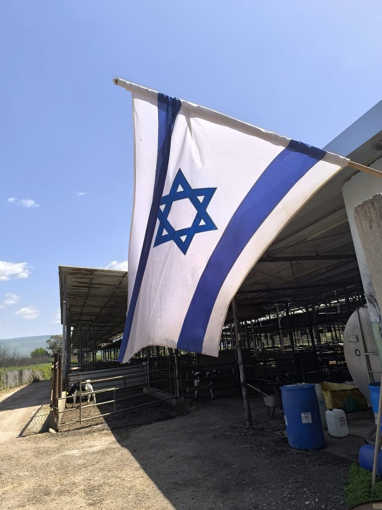 דגל ישראל ברפת משק קורלנדר בבית הלל